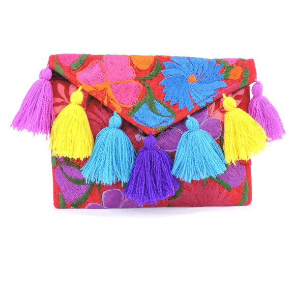 Handmade Boho Crossbody Purse Tassel Embroidered - Picture 1 of 3